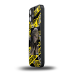 caution back phone cover | glass case for iphone 16 plus