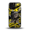 caution back phone cover | glass case for iphone 16 pro max