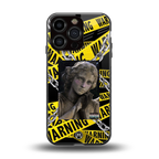 caution back phone cover | glass case for iphone 16 pro
