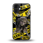 caution back phone cover | glass case for iphone 16