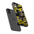 caution back phone cover | glass case for iphone 16