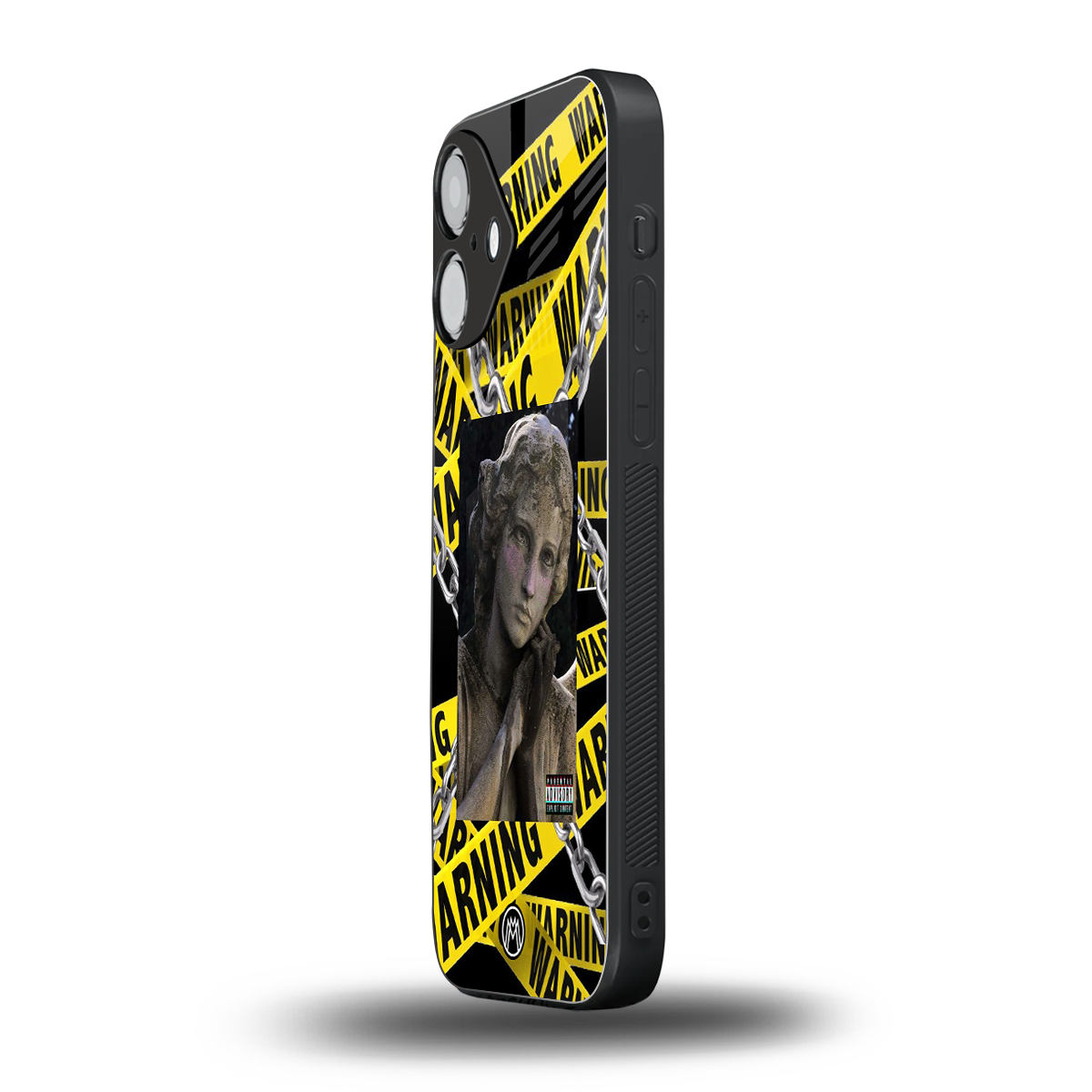 caution back phone cover | glass case for iphone 16