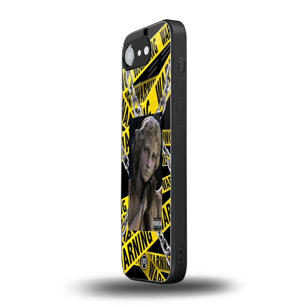 caution back phone cover | glass case for iphone 16e