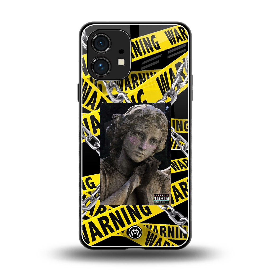 caution back phone cover | glass case for nothing phone 1