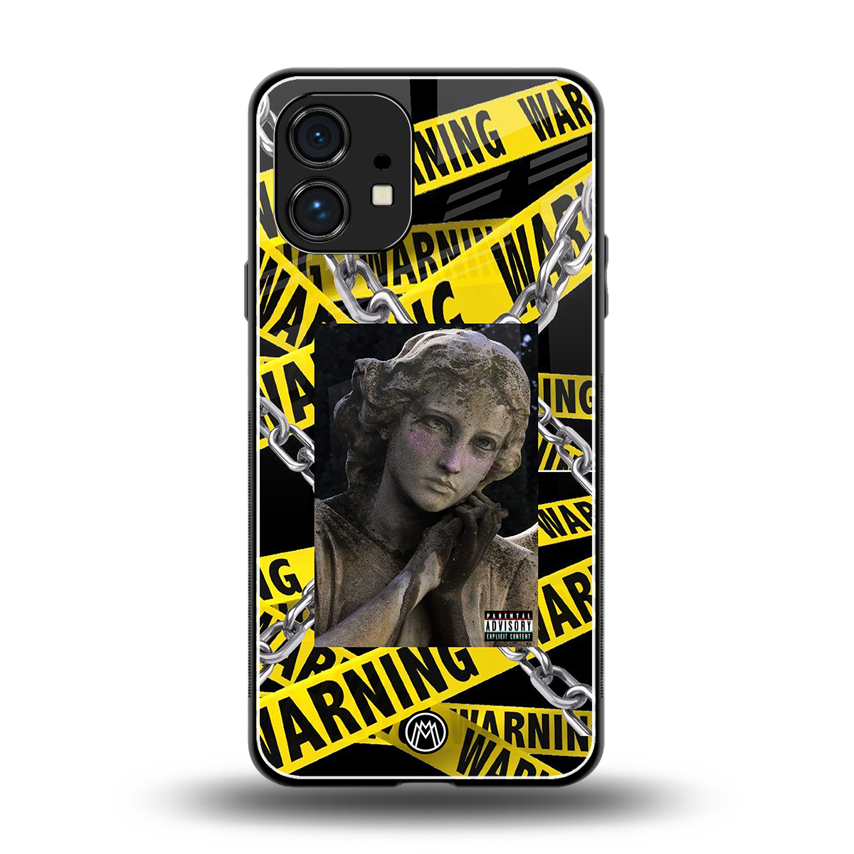 caution back phone cover | glass case for nothing phone 1