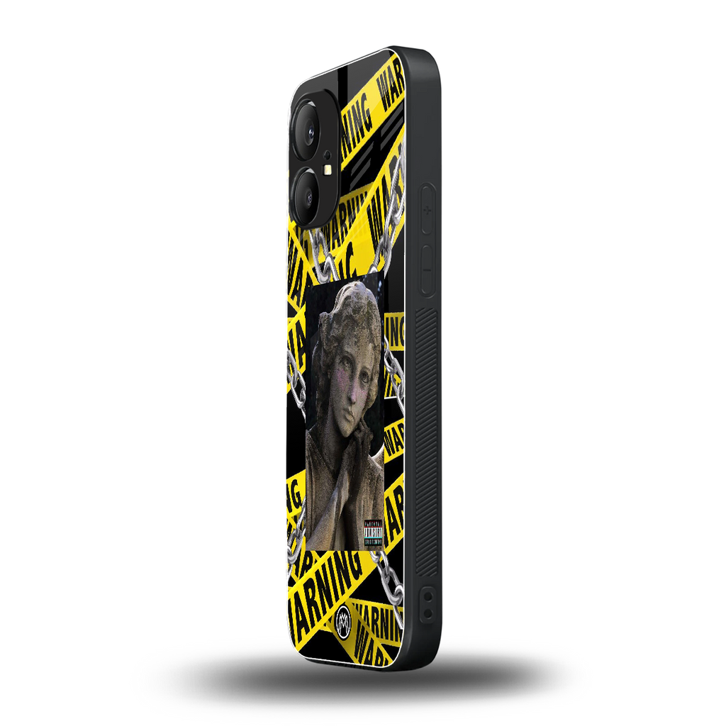 caution back phone cover | glass case for nothing phone 1