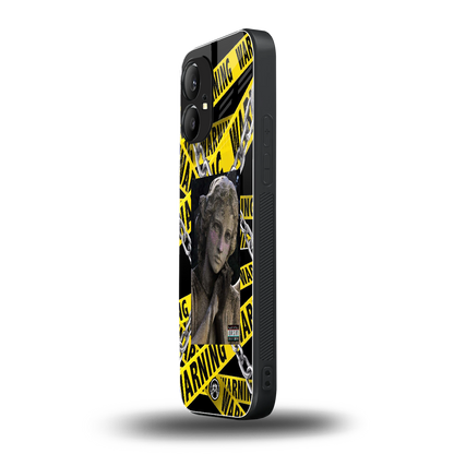 caution back phone cover | glass case for nothing phone 1