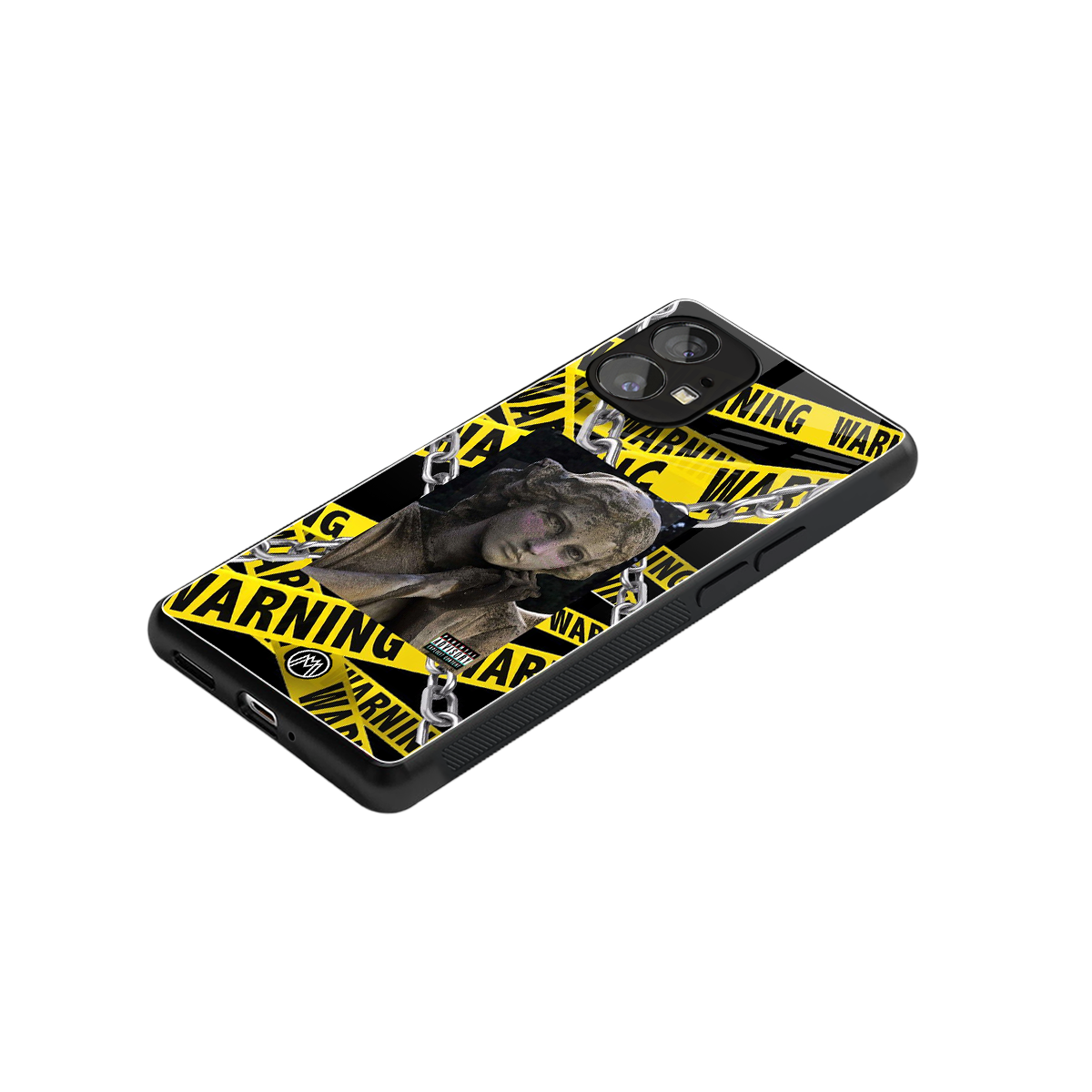 caution back phone cover | glass case for nothing phone 1