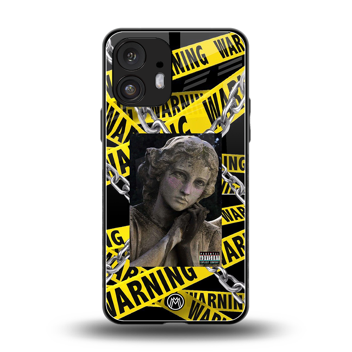 caution back phone cover | glass case for nothing phone 2