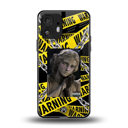 caution back phone cover | glass case for nothing phone 2