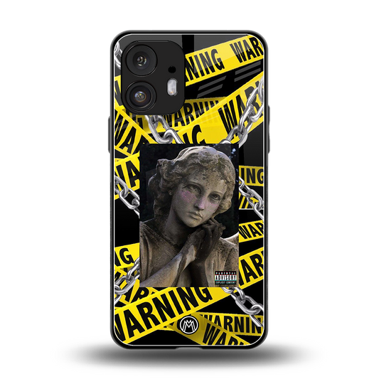 caution back phone cover | glass case for nothing phone 2