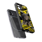 caution back phone cover | glass case for nothing phone 2