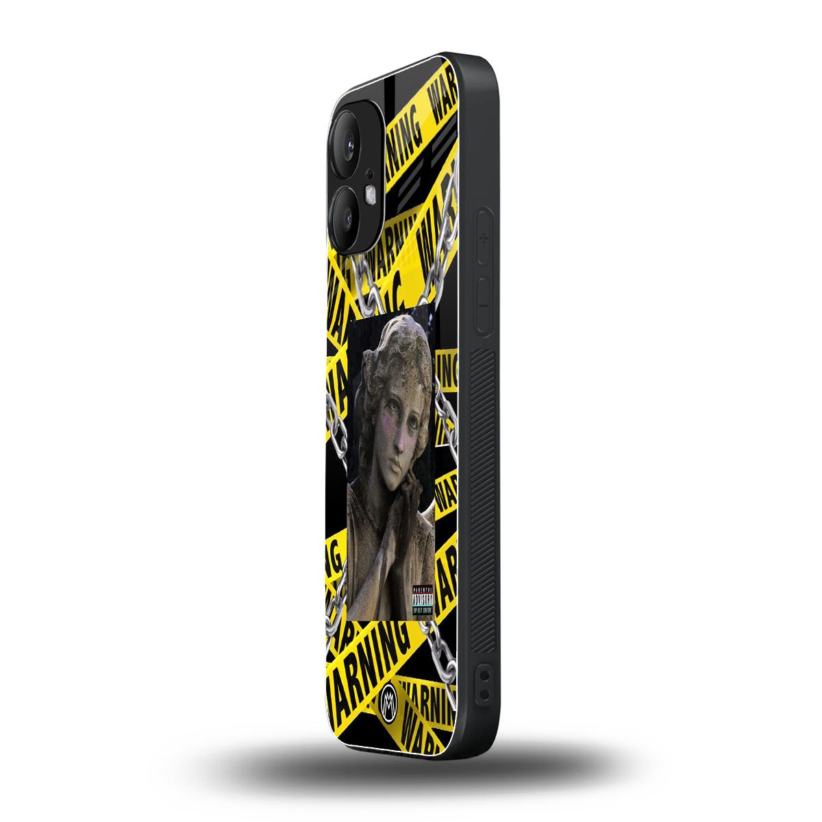 caution back phone cover | glass case for nothing phone 2