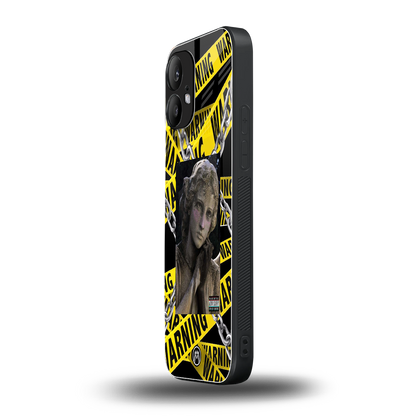 caution back phone cover | glass case for nothing phone 2