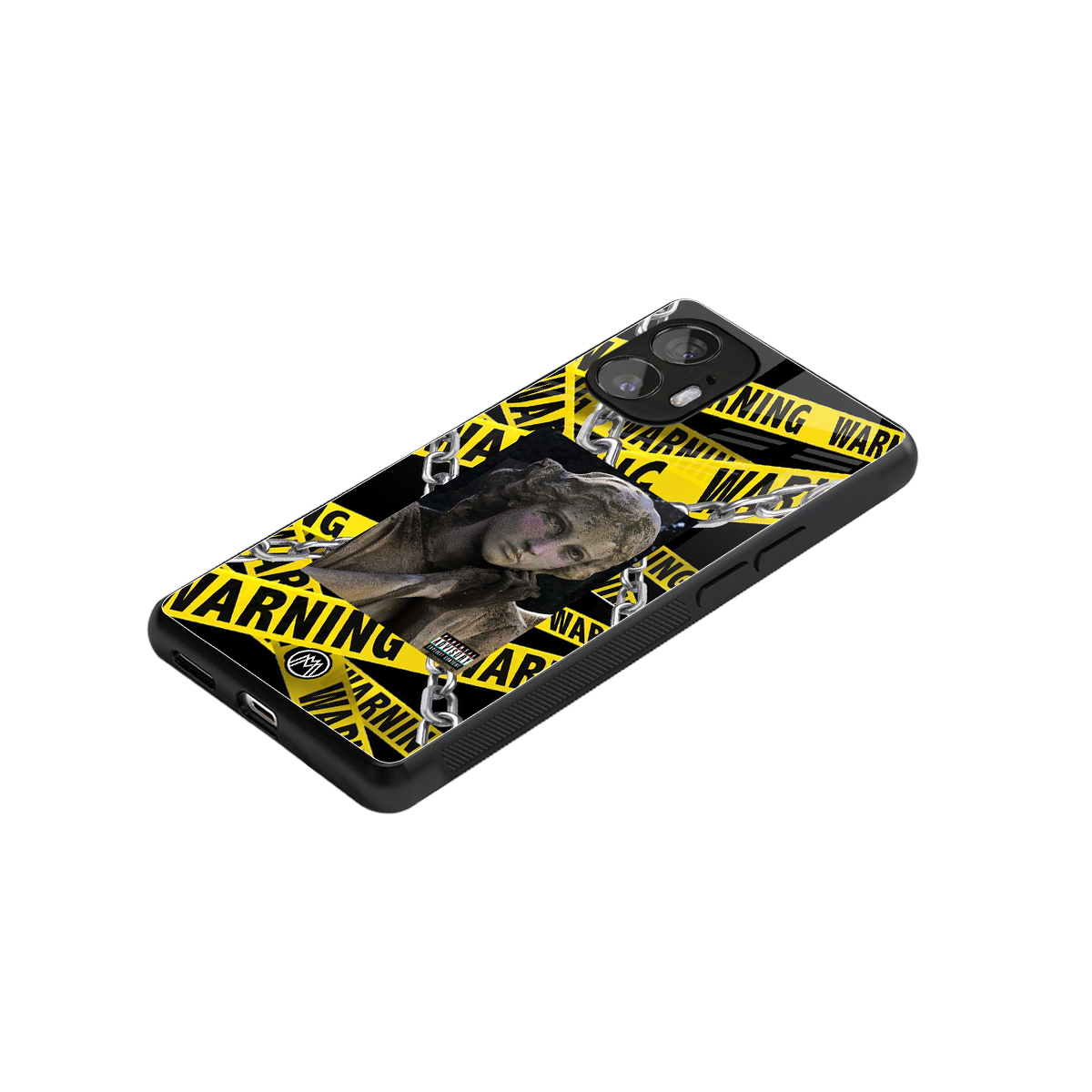 caution back phone cover | glass case for nothing phone 2