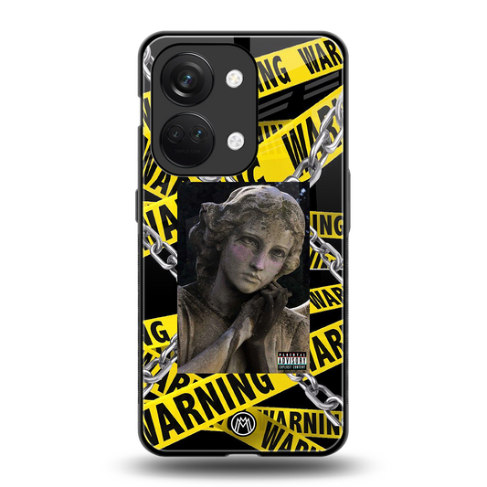 caution back phone cover | glass case for oneplus nord 3