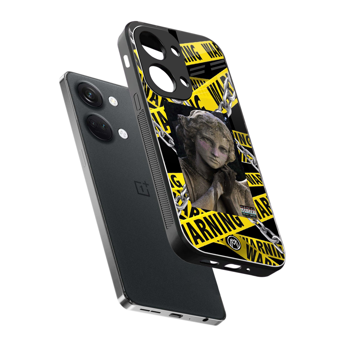 caution back phone cover | glass case for oneplus nord 3