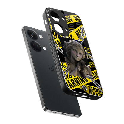 caution back phone cover | glass case for oneplus nord 3