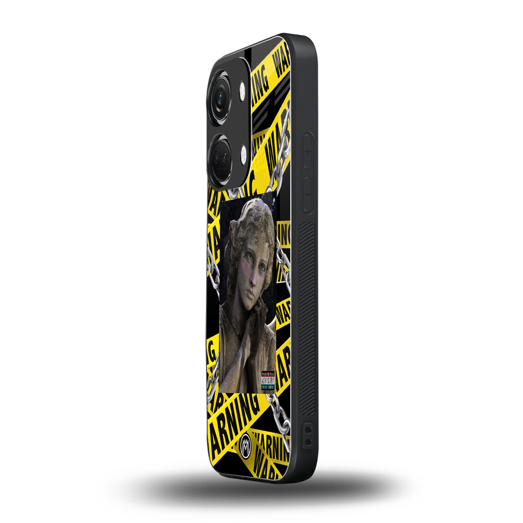 caution back phone cover | glass case for oneplus nord 3
