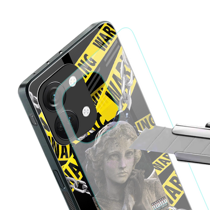 caution back phone cover | glass case for oneplus nord 3