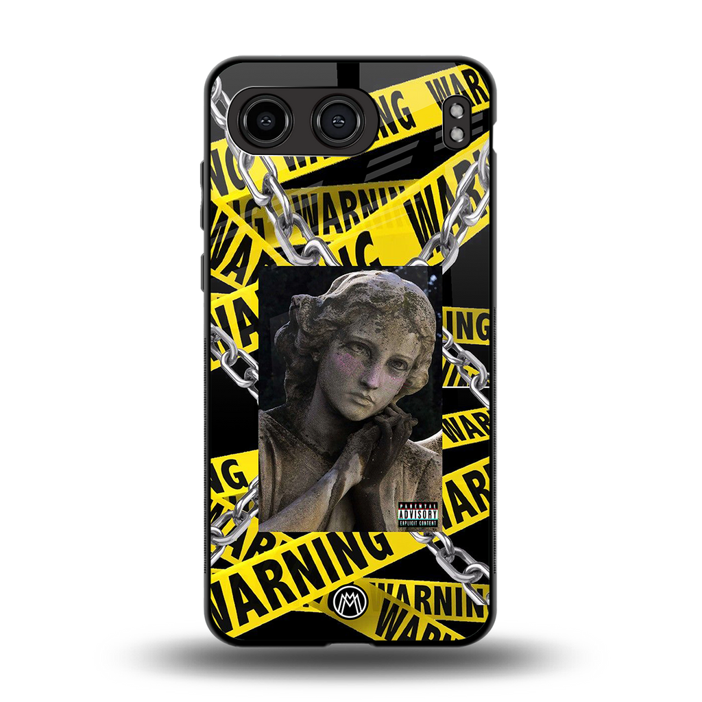 caution back phone cover | glass case for oneplus nord 4