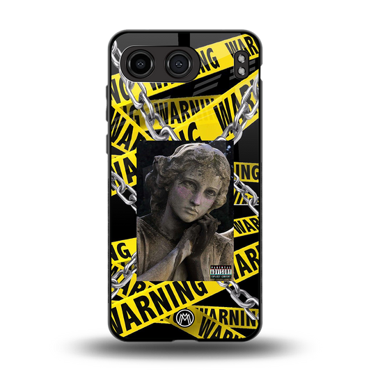 caution back phone cover | glass case for oneplus nord 4