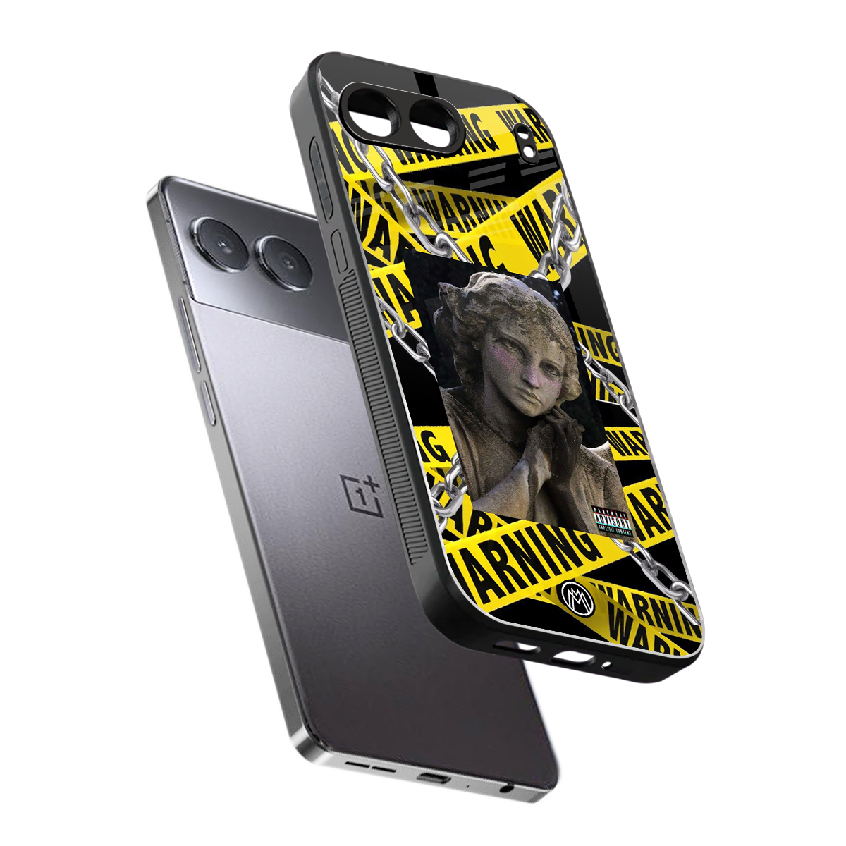 caution back phone cover | glass case for oneplus nord 4