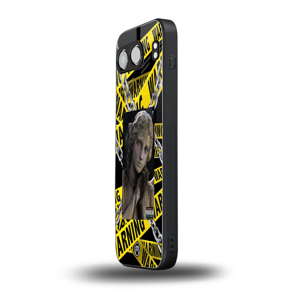 caution back phone cover | glass case for oneplus nord 4