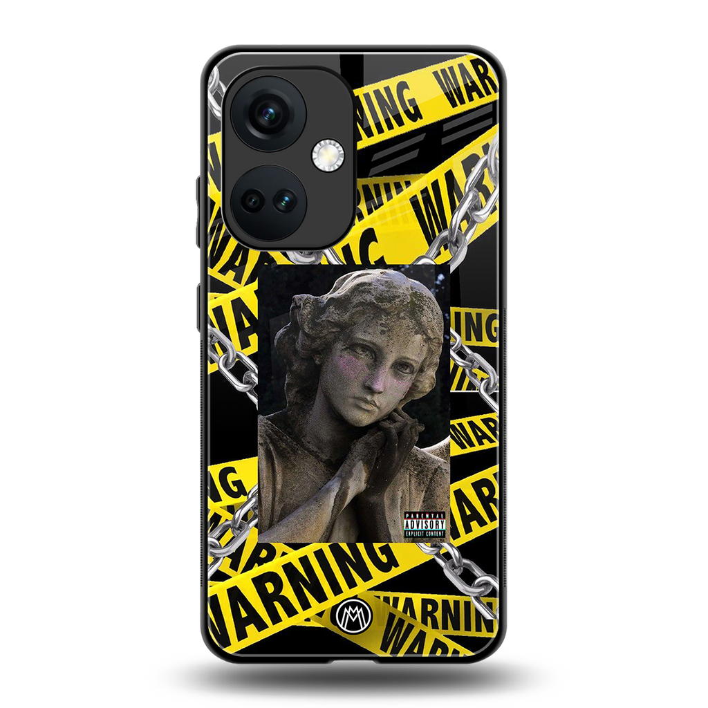 caution back phone cover | glass case for oneplus nord ce 3