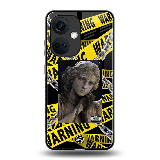 caution back phone cover | glass case for oneplus nord ce 3