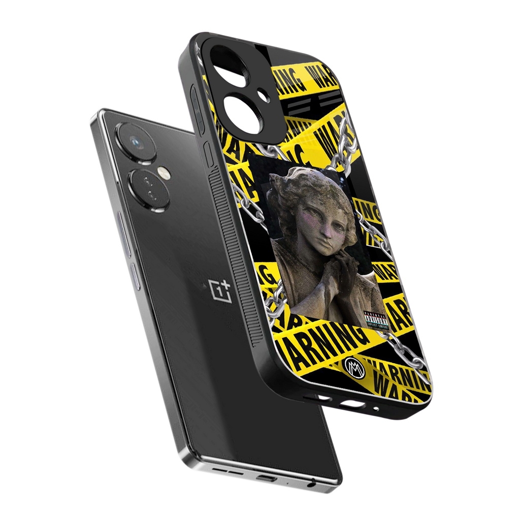 caution back phone cover | glass case for oneplus nord ce 3