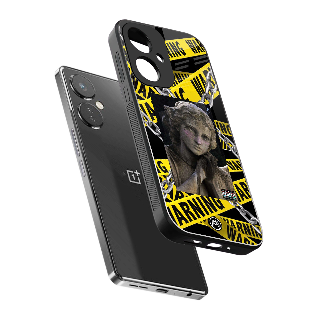caution back phone cover | glass case for oneplus nord ce 3