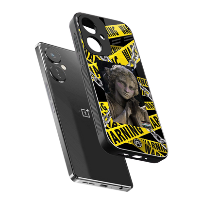 caution back phone cover | glass case for oneplus nord ce 3