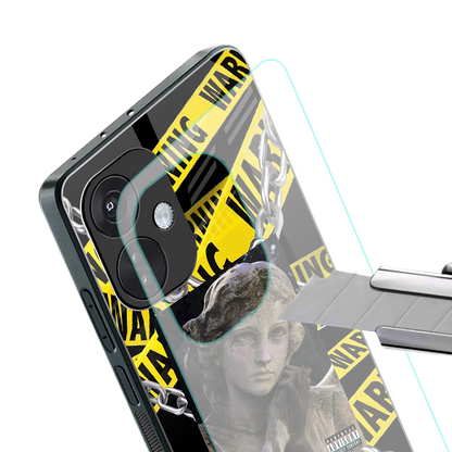 caution back phone cover | glass case for oneplus nord ce 3