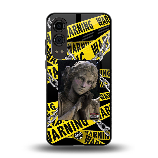 caution back phone cover | glass case for oneplus nord ce 4 lite