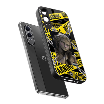 caution back phone cover | glass case for oneplus nord ce 4 lite