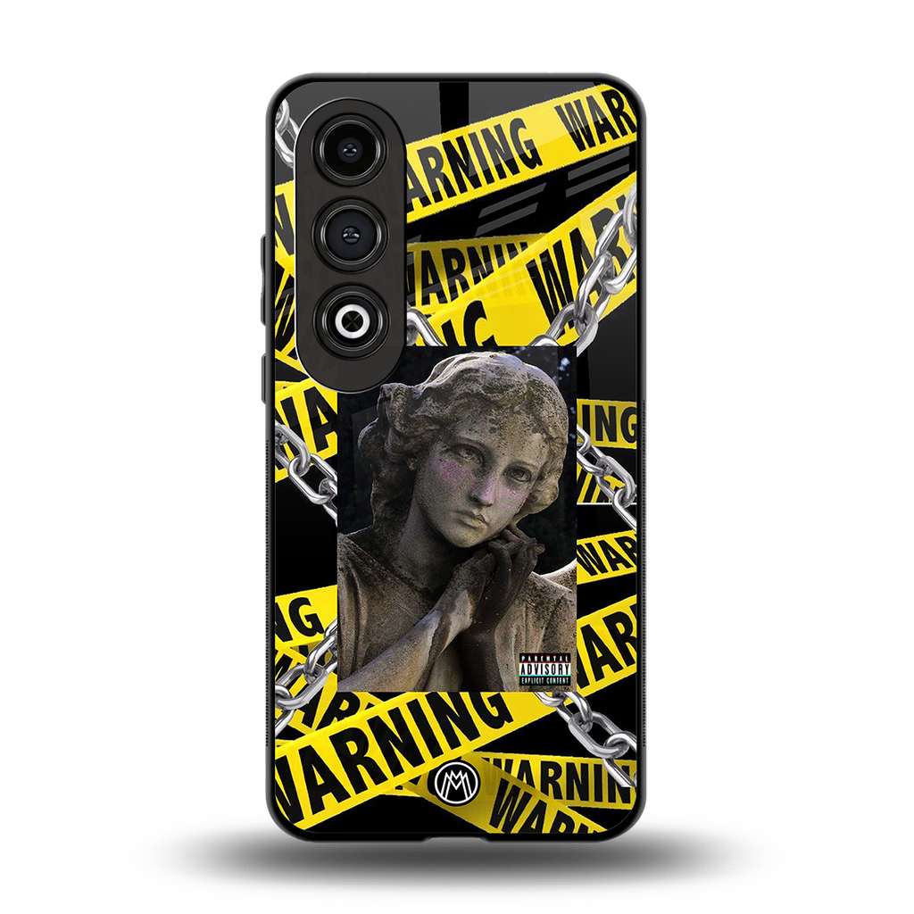 caution back phone cover | glass case for oneplus nord ce 4