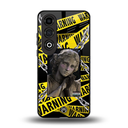 caution back phone cover | glass case for oneplus nord ce 4