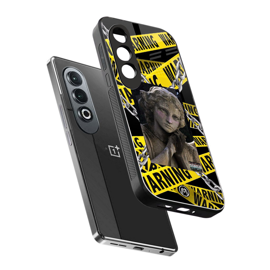 caution back phone cover | glass case for oneplus nord ce 4