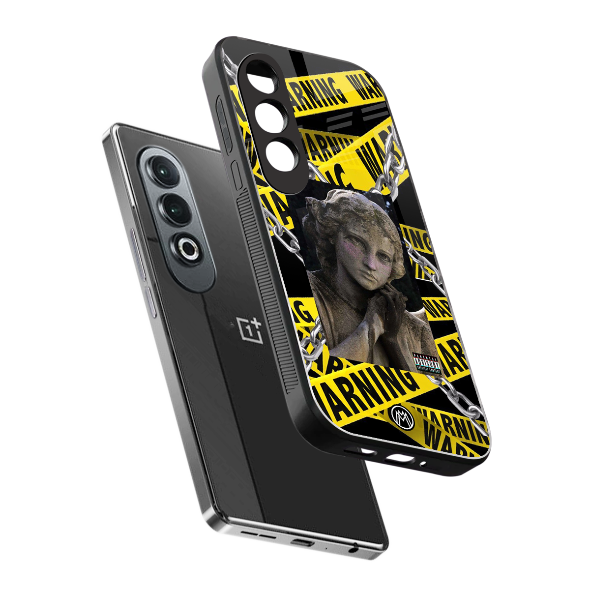 caution back phone cover | glass case for oneplus nord ce 4