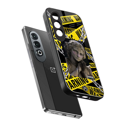 caution back phone cover | glass case for oneplus nord ce 4