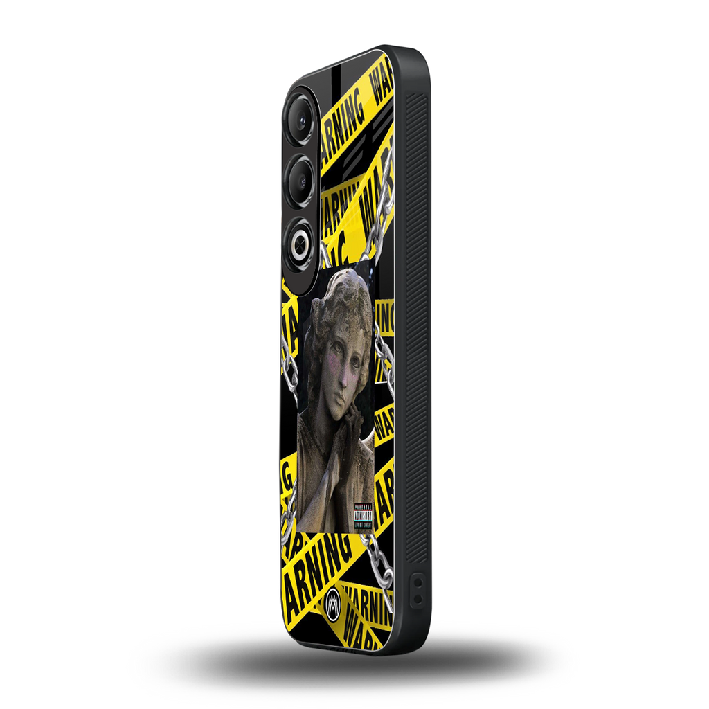 caution back phone cover | glass case for oneplus nord ce 4