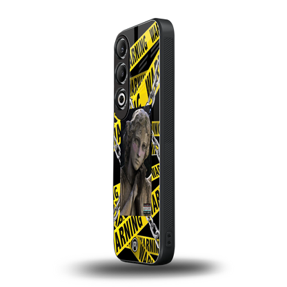 caution back phone cover | glass case for oneplus nord ce 4