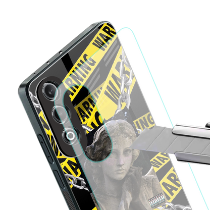 caution back phone cover | glass case for oneplus nord ce 4