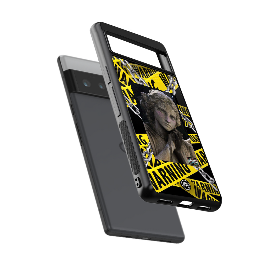 caution back phone cover | glass case for google pixel 6 pro