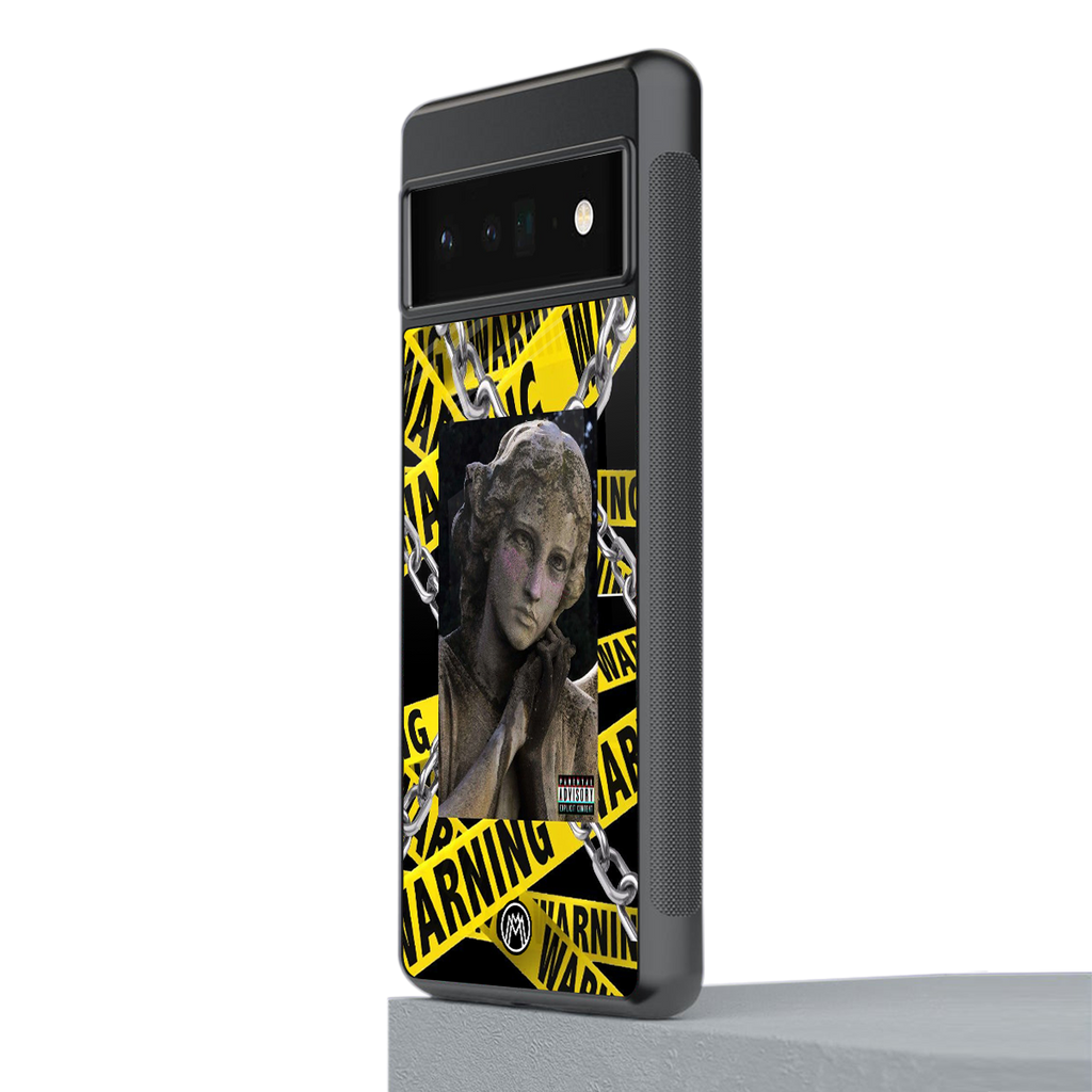 caution back phone cover | glass case for google pixel 6 pro