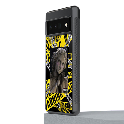 caution back phone cover | glass case for google pixel 6 pro