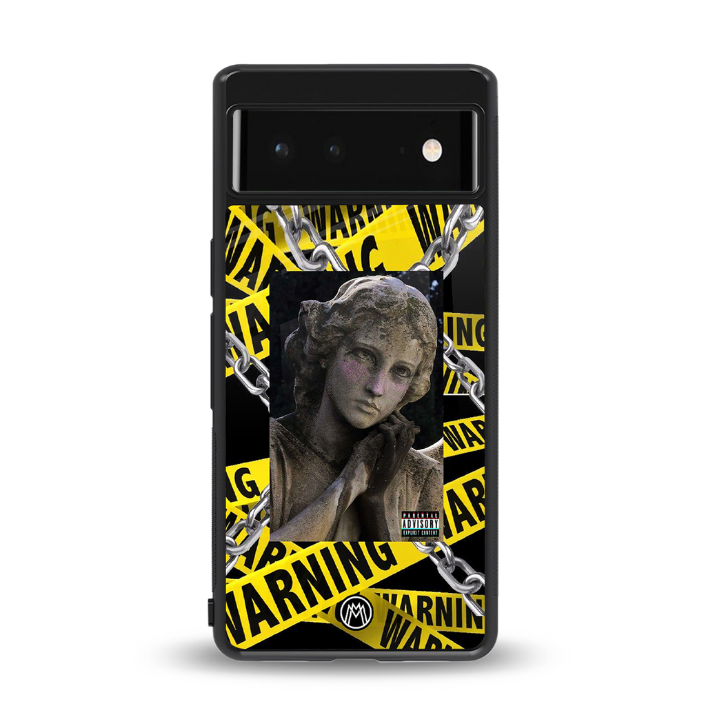 caution back phone cover | glass case for Google Pixel 6A