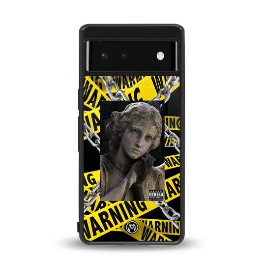 caution back phone cover | glass case for Google Pixel 6A
