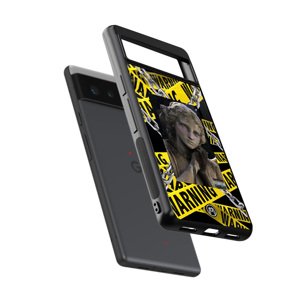 caution back phone cover | glass case for google pixel 6